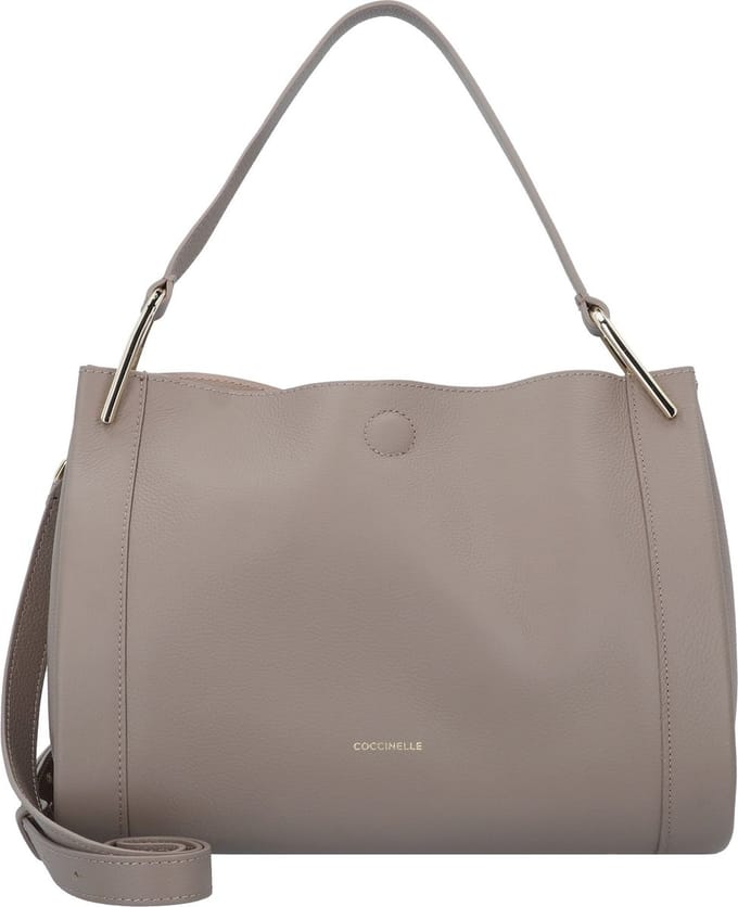 COCCINELLE Leren Schoudertas Wallace Handbag Double Grainy Leather Warm T. / Roset. Taupe