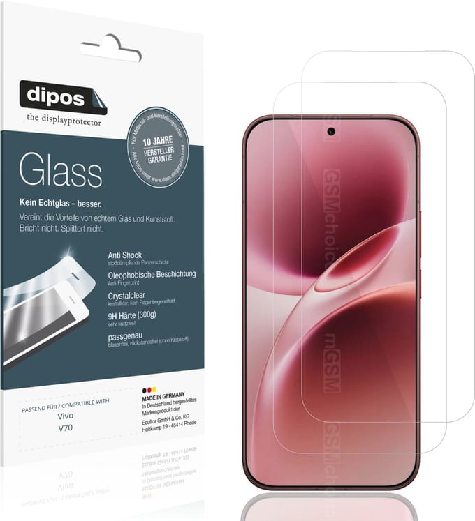 dipos – 2x Pantserfolie geschikt voor Vivo V70 | 9H Screenprotector