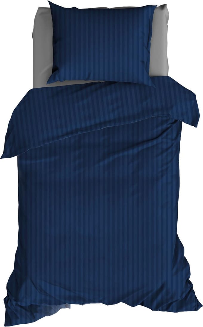 SATIN D'OR SATIJN Dekbedovertrek 140x200/220 streep nightblue