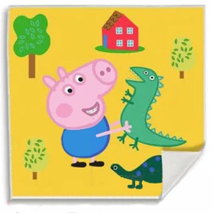 Peppa Pig Dino Magische Handhanddoek, Gezichtshanddoek, 30x30cm