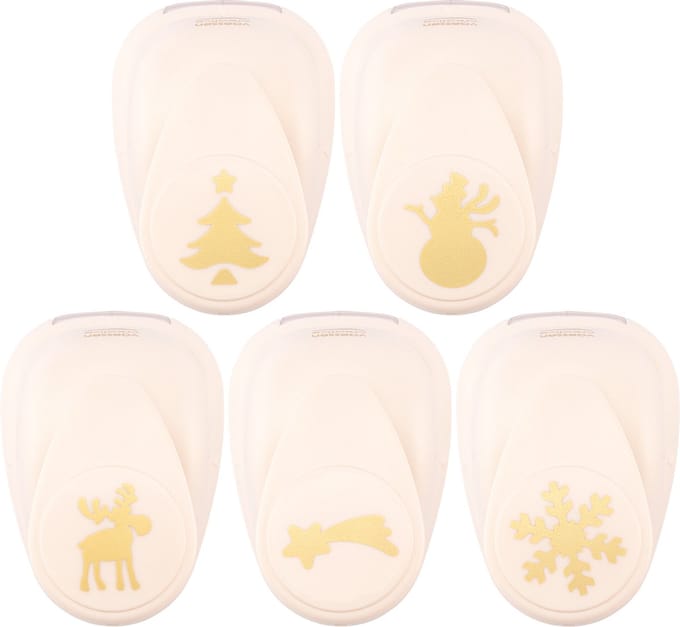 Vaessen Creative Pons Set - Figuurpons - Kerst - 5 st. - 1 tot 2,5 cm