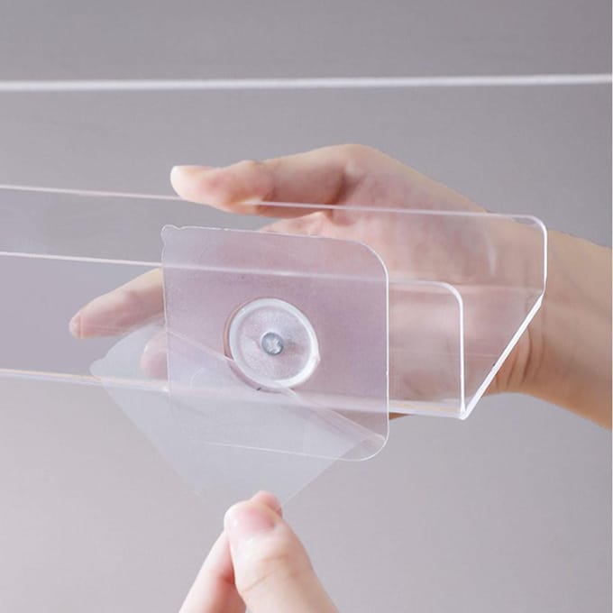 Wandmontage Opbergplank Zelfklevend Helder Acryl Multifunctioneel Douche-organizer voor Keuken white