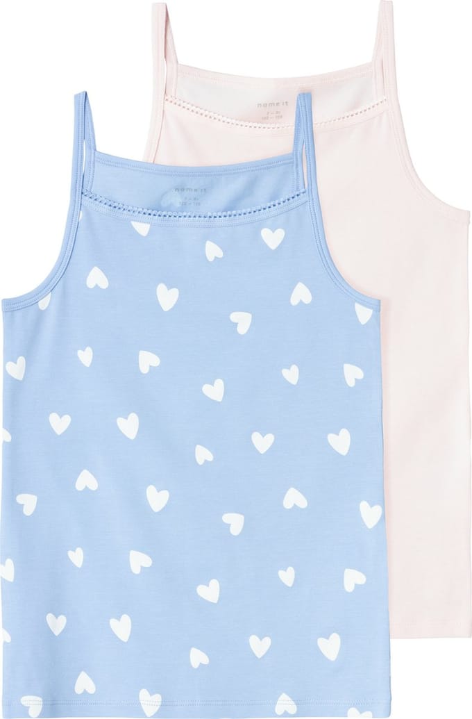 NAME IT NKFSTRAP TOP 2P SERENITY HEART NOOS Meisjes Onderhemd - Serenity - Maat 146/152