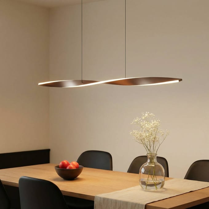 Lindby LED hanglamp Jaren, zwart/bruin, 100 cm, CCT