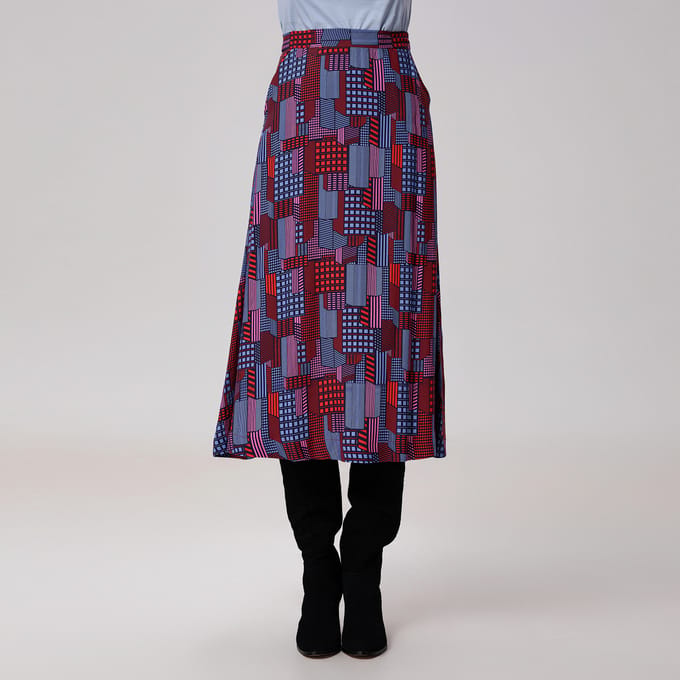 Trapeze midi-rok met grafische print