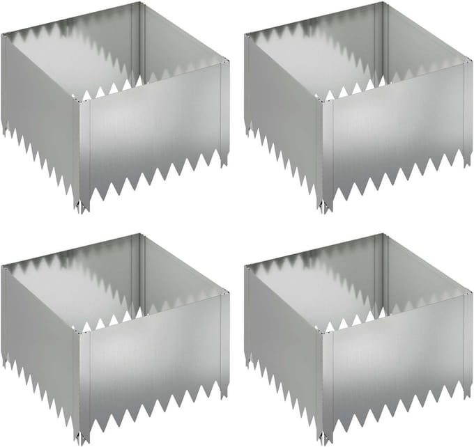 vidaXL - Gazonrand - 4 - st - 60 - x - 60 - x - 35 - cm - Staal - Zilverkleurig