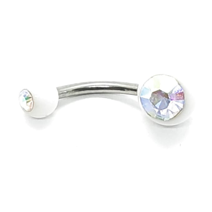 Navel Piercing - Wit Met Steentjes
