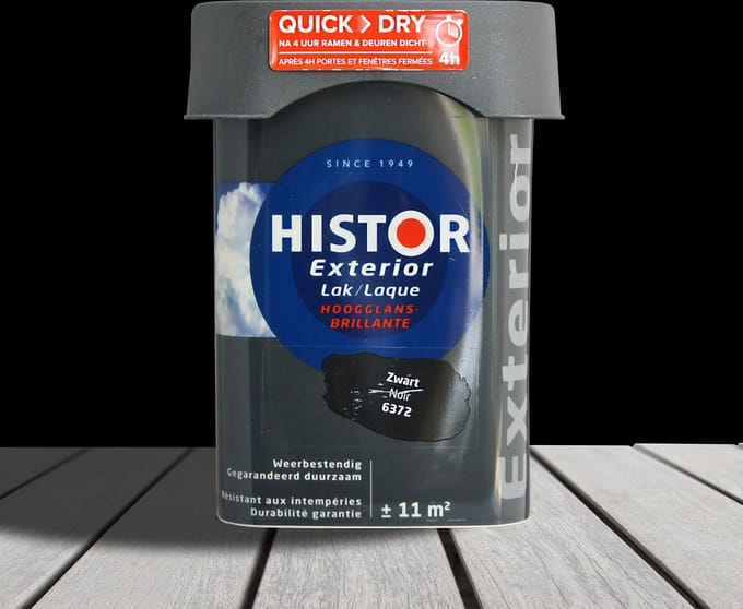 Histor Exterior Lak Hoogglans 0,75 liter - Zwart