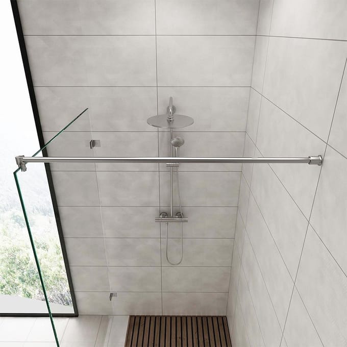Stabilisatiestang Douchewand Muurmontage Rond 125 cm - RVS Geborsteld