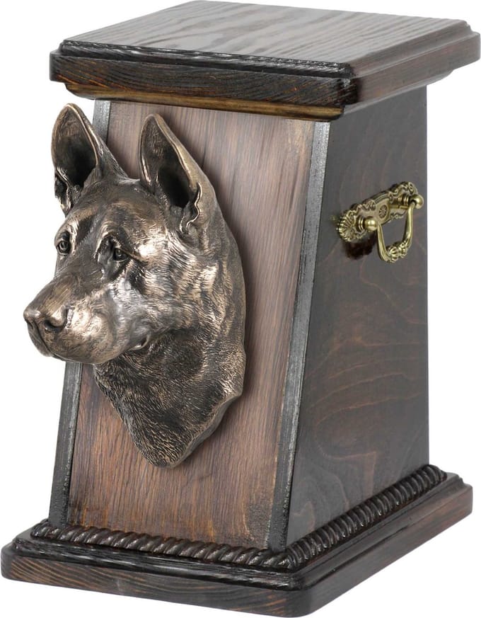 Elegante urn voor hondenas met beeld van Duitse Herder