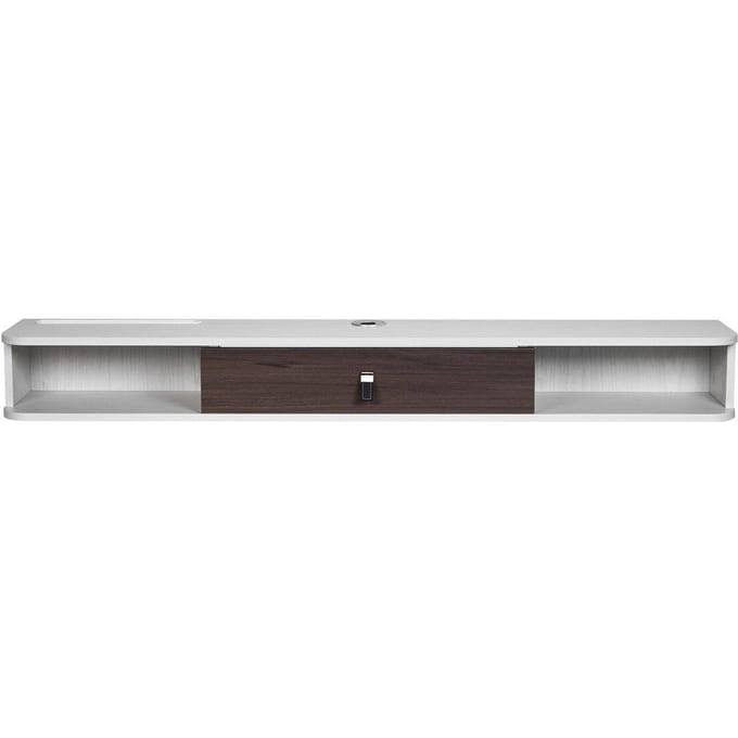 Zwevende TV-standaard 55 inch Entertainmentcentrum Stroom met Kabelgat Wit