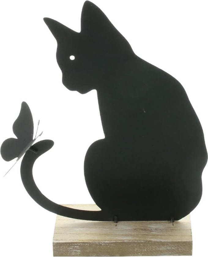 Cosy Creations Kat met vlinder zwart 21x17 cm