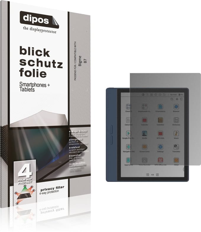 dipos – Matte Privacy Screenprotector geschikt voor Bigme B7 | Anti-Spy Beschermfolie