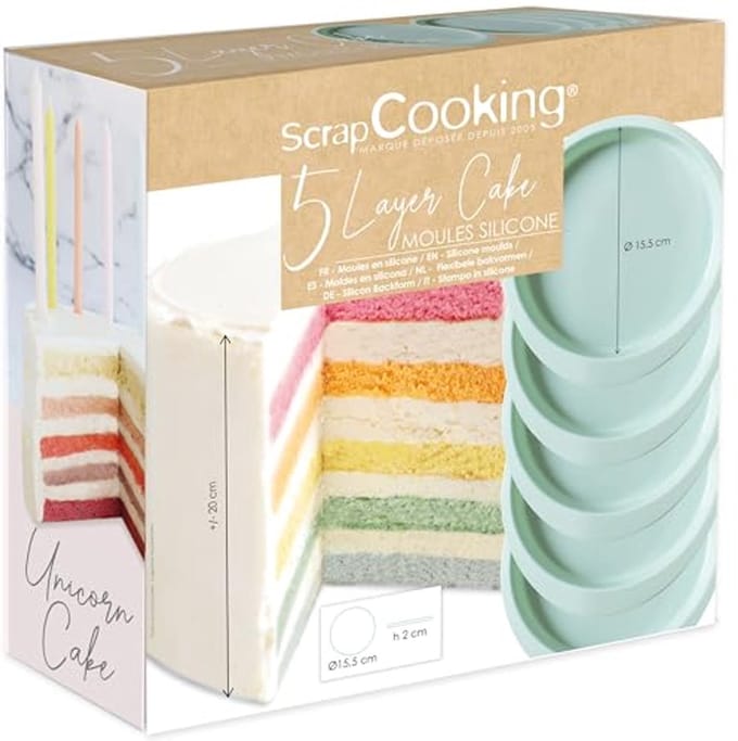 Siliconen Bakvormen Set van 5, Diameter 18 cm, Voor Taarten en Cakes