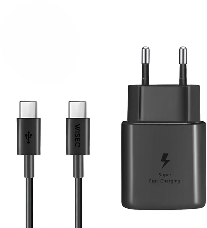 WiseQ USB C Snellader - Geschikt voor Samsung - Inclusief 2 meter kabel - Zwart
