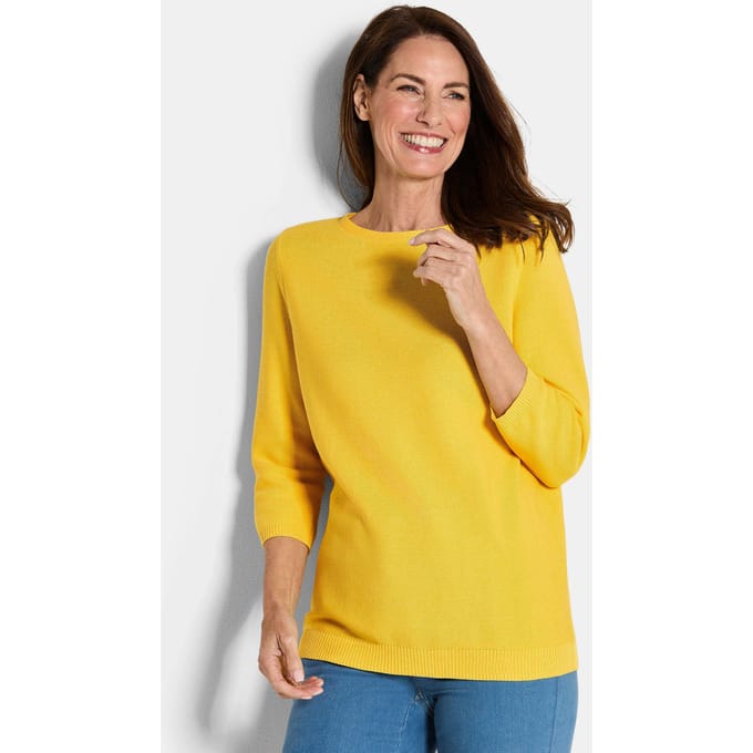 Tricot pullover van puur katoen - honing - Gr. 23 van Goldner Fashion