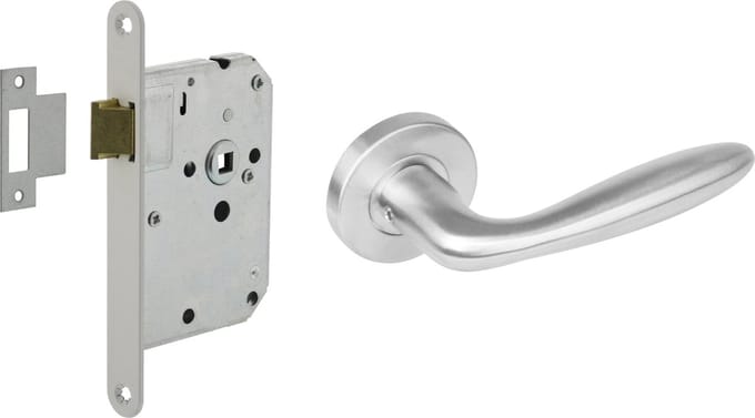 Intersteel Deurbeslag set loopslot wit met deurkruk Jupiter rvs