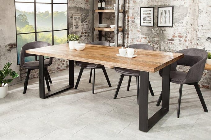 Massieve eettafel  160 cm mangohout ijzer industrieel design
