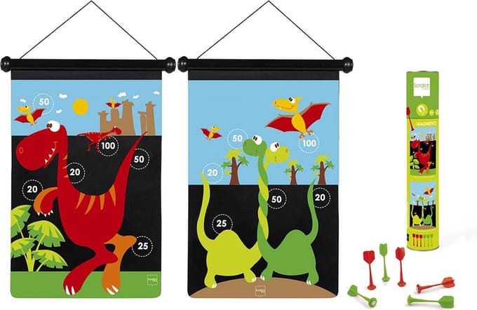 SCRATCH Magnetische Darts - Dinosaurus - 36X55Cm - 2-Zijdig - 5 Jaar