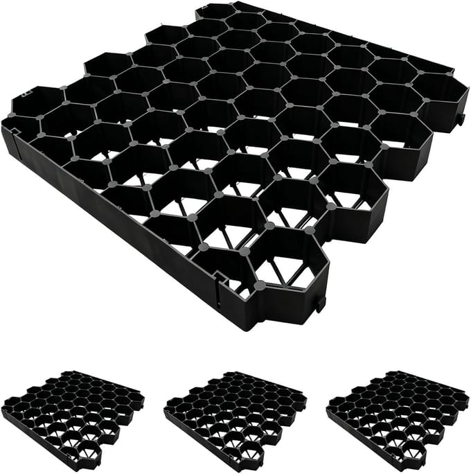 Grasroosters - set van 4 - 4x50x50 cm - zwart