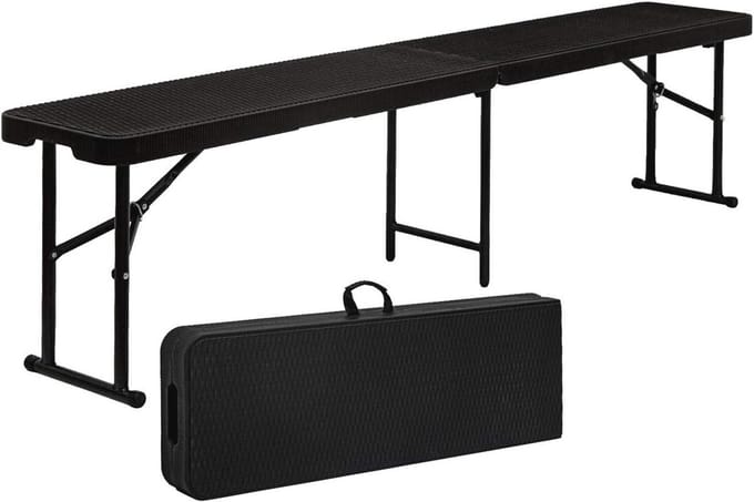 Weerbestendige Inklapbare Bierbank voor Tuin - Rotan Look - 184x30x43 cm