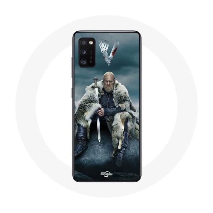 Coque pour Samsung Galaxy S20 Vikings Série Saison 6 Ragnar Lothbrok logo V Epée Gris Fond Brouillar