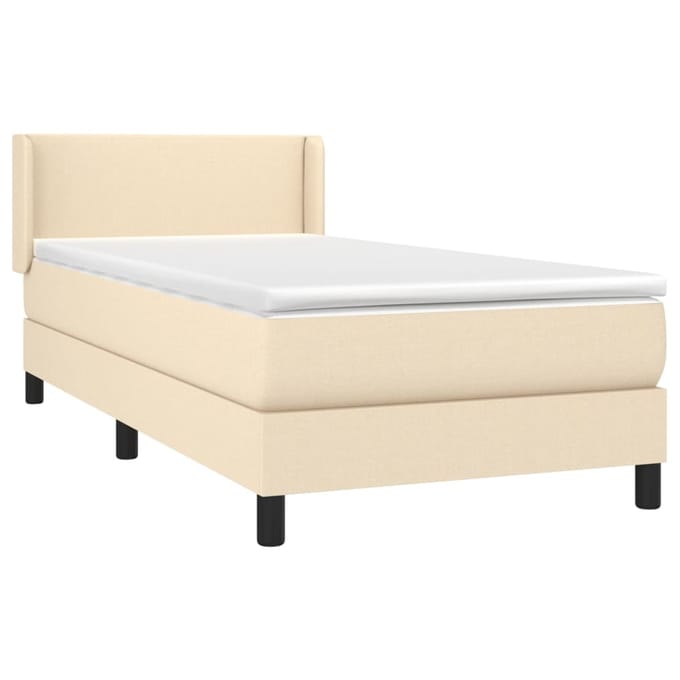 vidaXL - Boxspring - met - matras - stof - crèmekleurig - 80x200 - cm