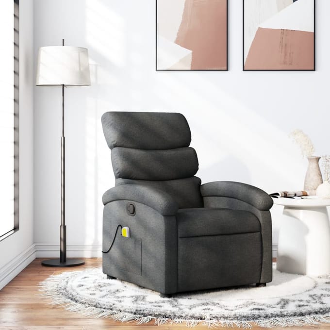 vidaXL - Massagestoel - in - donkergrijze - stof