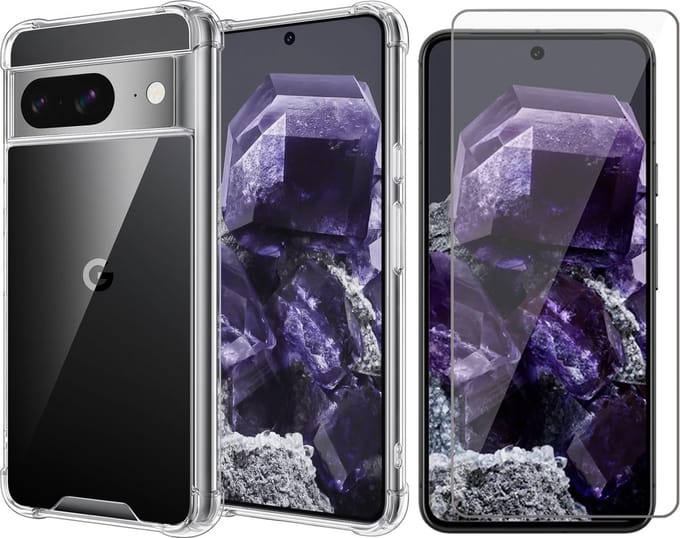 Hoesje geschikt voor Google Pixel 8 - Screenprotector Glas - Shockproof Transparant