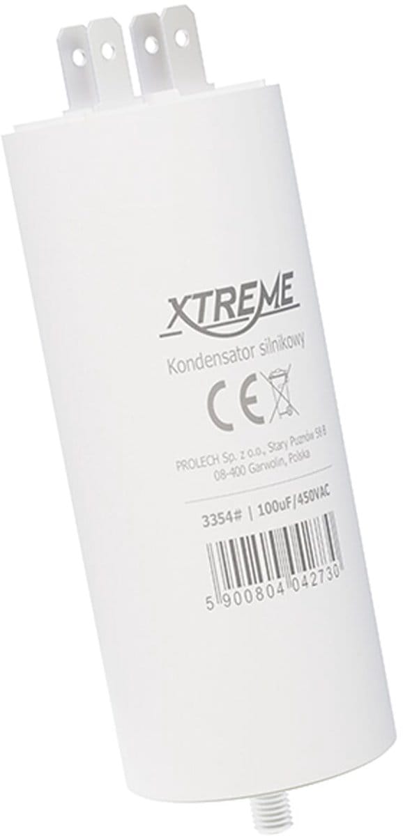 XTREME Motorcondensator 100µF 450V AC - Met Faston Aansluitingen - Start/Bedrijf