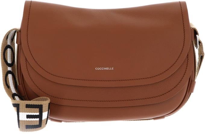 COCCINELLE Leren schoudertas Raquel Crossbody Bag Cognac / Noir bruine