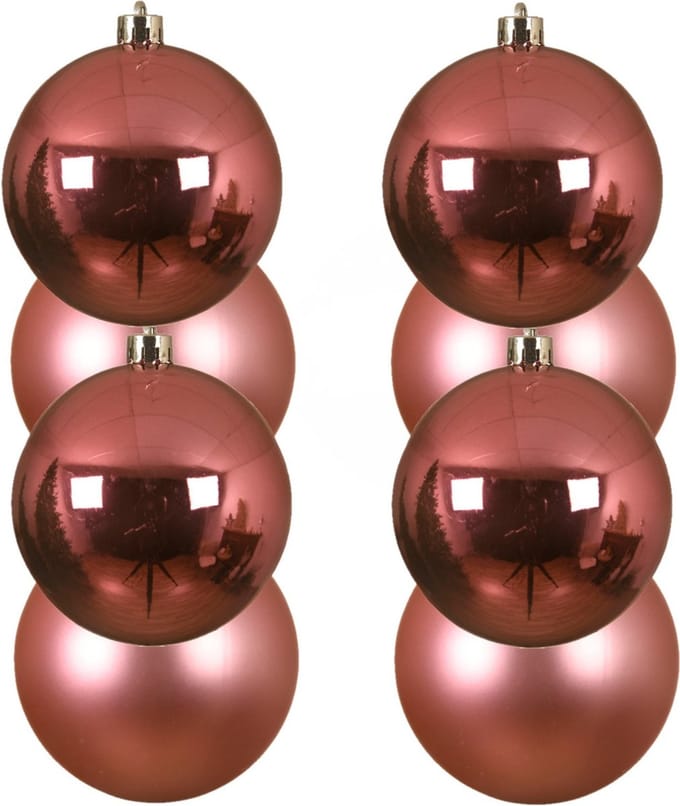 Decoris Kerstballen - 12x st - lippenstift roze - D10 cm - kunststof - kerstversiering