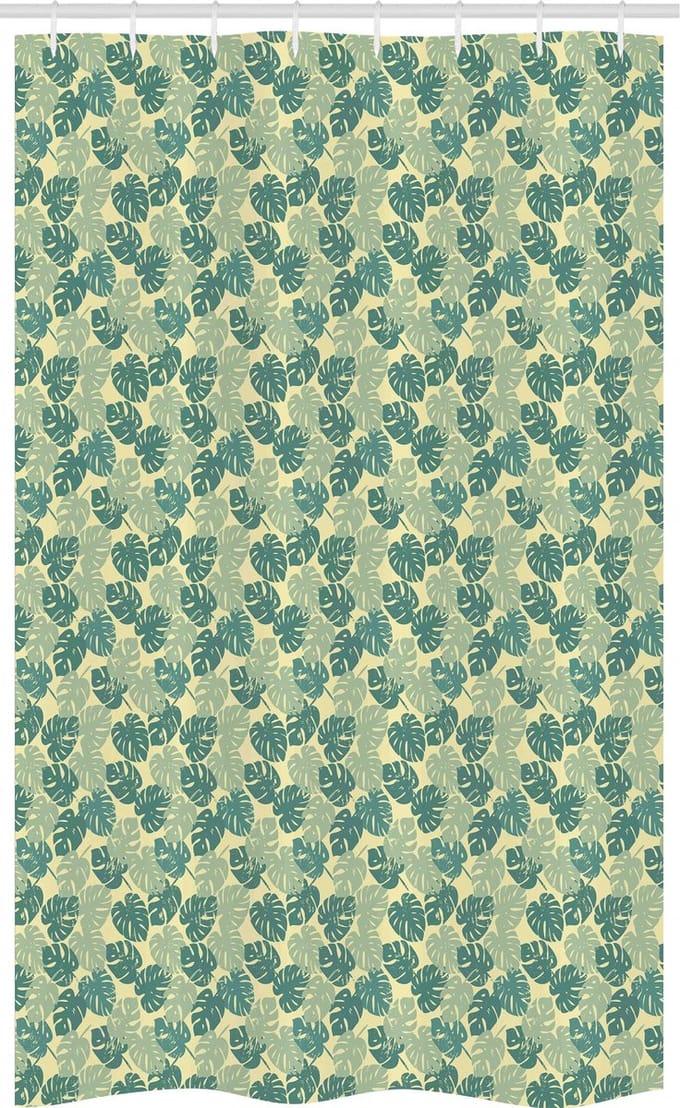 ABAKUHAUS Monstera douchegordijn – 120 x 180 cm – jadegroen