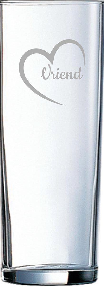 Gegraveerde Longdrinkglas 31cl Vriend met hartje