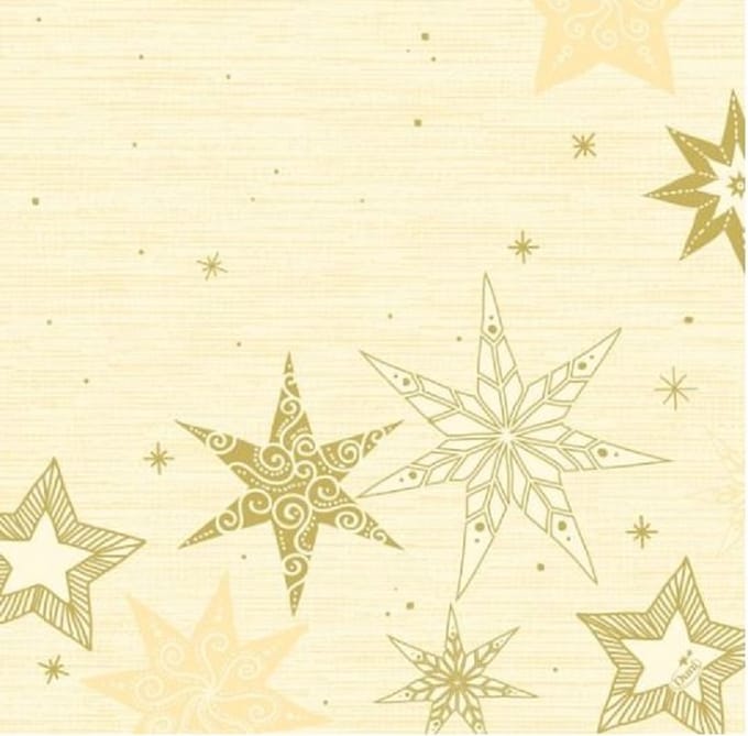 Servet Kerst Duni Dunisoft 40x40 Star Stories Crème 60 stuks