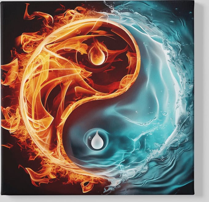 Vierkant Canvas Schilderij - Yin en Yang - Abstract - 60x60x2 cm