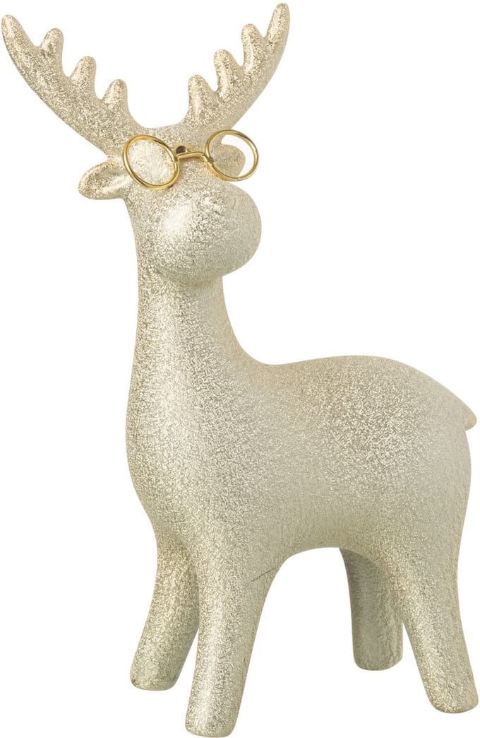 J-Line figuur Rendier - porselein - goud - small