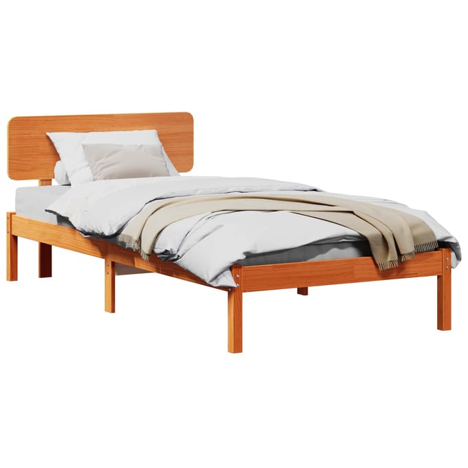 vidaXL - Bedframe - Wasbruin - 100 - x - 200 - cm - Massief - grenenhout