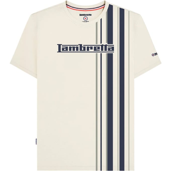 Lambretta Heren Racing Stripe T-shirt (Zilver/Zwaar)