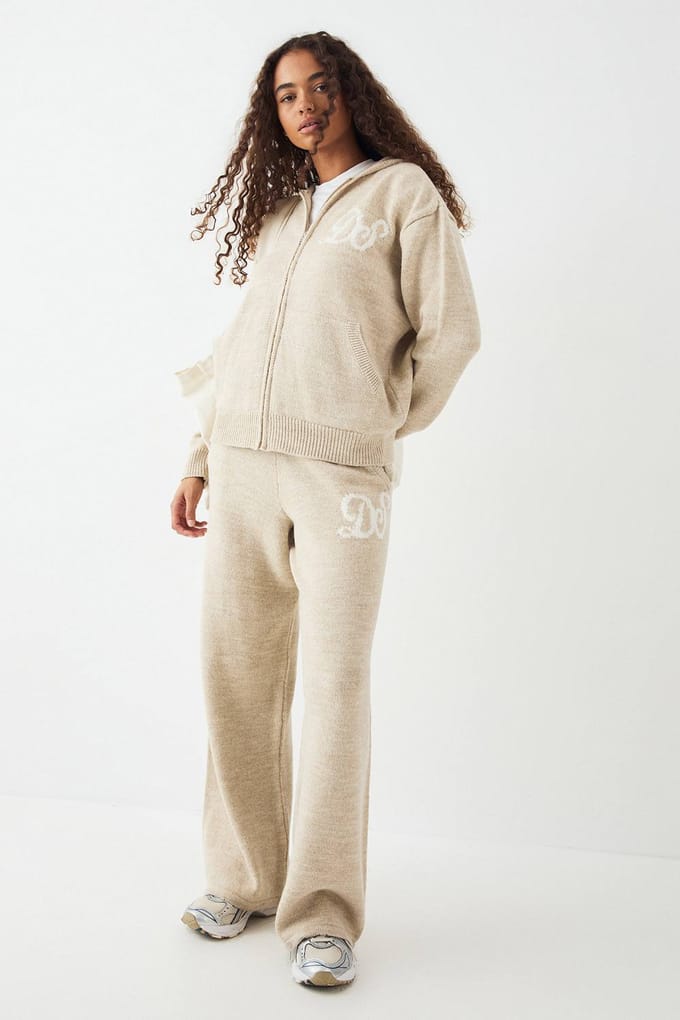 Dames DSGN Studio Gebreide Hoodie met Rits | Havermout | Maat: XS