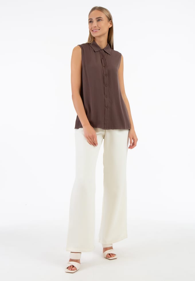 RISA Blouse top Dames donkerbruin