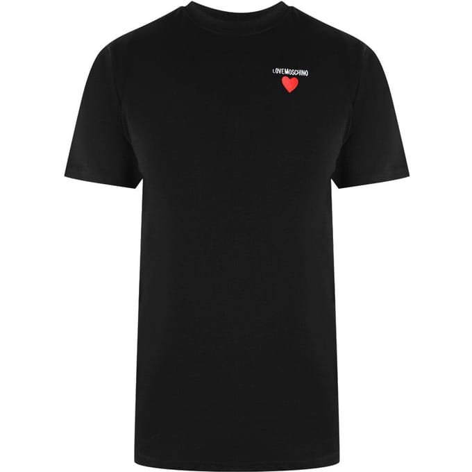 Love Moschino Heren Hart Logo T-Shirt (Zwart)