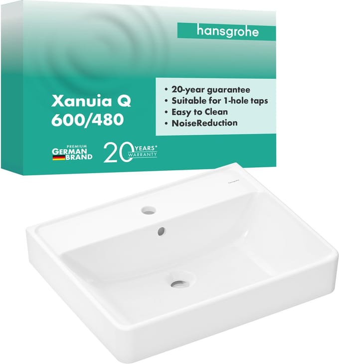 Hansgrohe Xanuia Q wastafel - 60x48x10.5cm - 1 kraangat - met overloop - wit