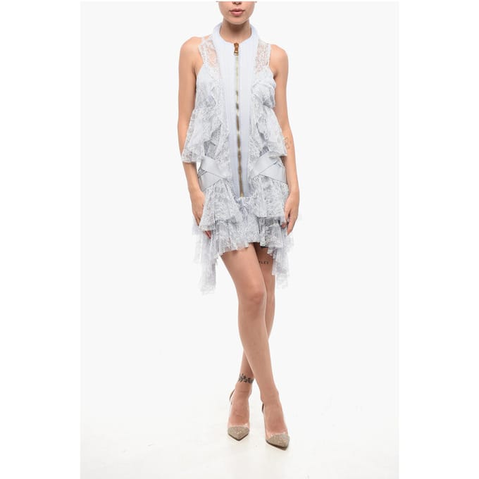 Asymmetrische kanten mini-jurk in blauw