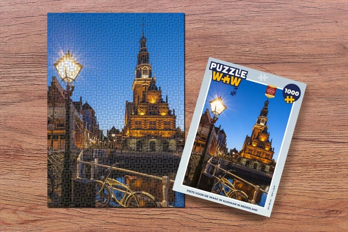 Puzzel Alkmaar - Fiets - Gracht - Legpuzzel - Puzzel 1000 stukjes volwassenen