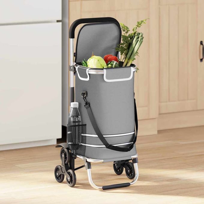 vidaXL - Winkelwagen - 1 - Grijs - 47 - x - 39 - x - 100,5 - cm - Oxford - stof