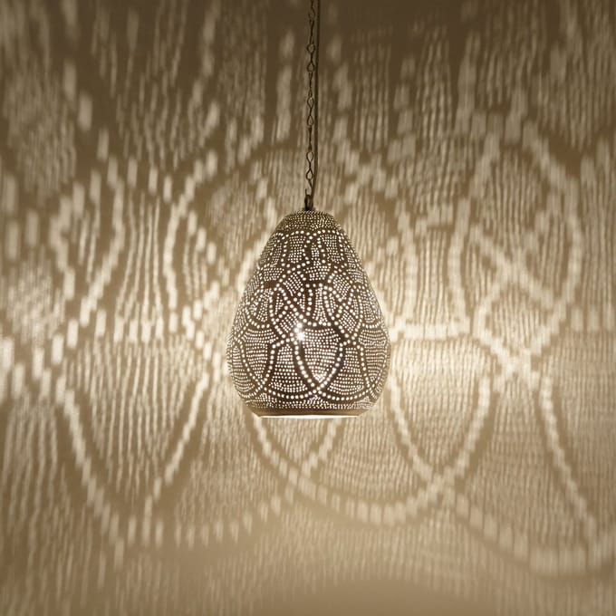 Hanglamp – messing pendellamp – echt verzilverd – voor woonkamer en slaapkamer