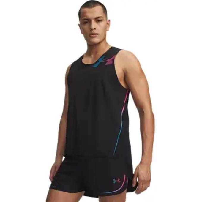 Under Armour Velociti Elite Singlet Hardloopshirt Heren-zwart, pink
