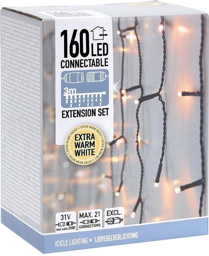 Decorativelighting Koppelbare Ijspegelverlichting - 160 Led - 3M - Extra Warm Wit