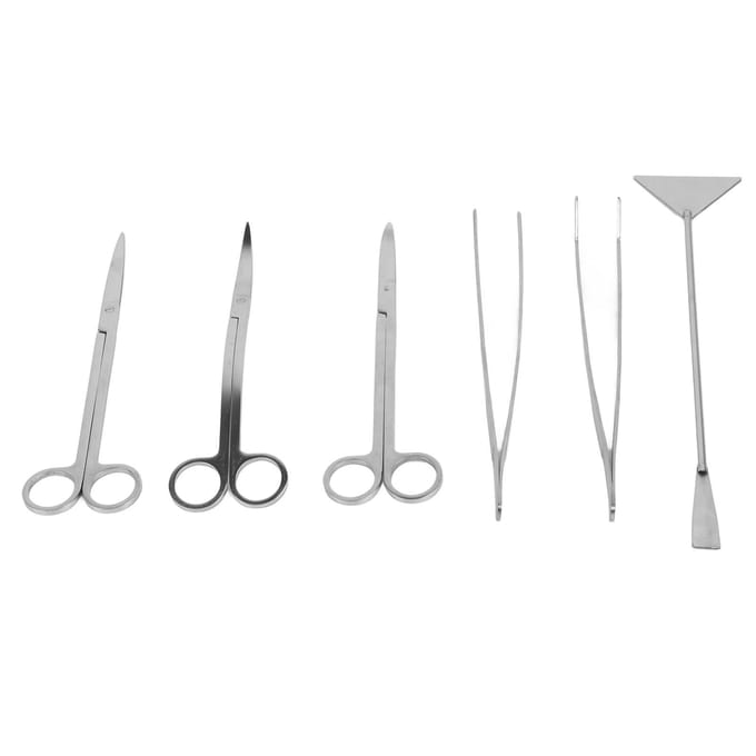 Aquarium Gereedschapskit Roestvrij Staal Schaar Pincet Spatel Terrarium Gereedschapsset met Opbergtas voor gray